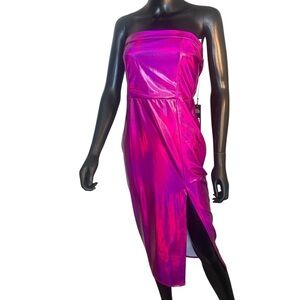 Fashion Nova | Vibrant Pink Strapless Dress | Out of This World MIDI - Sz M